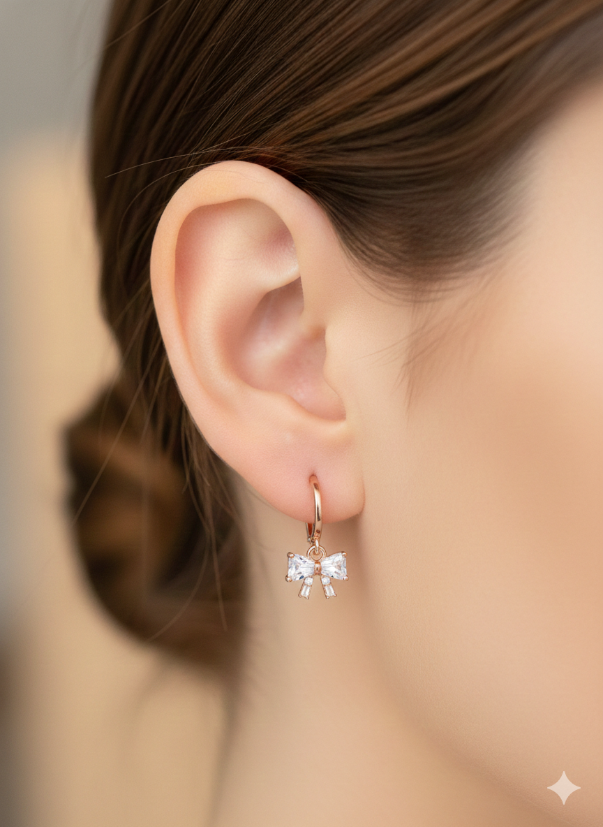 Anti Tarnish Rose gold CZ Earring 34