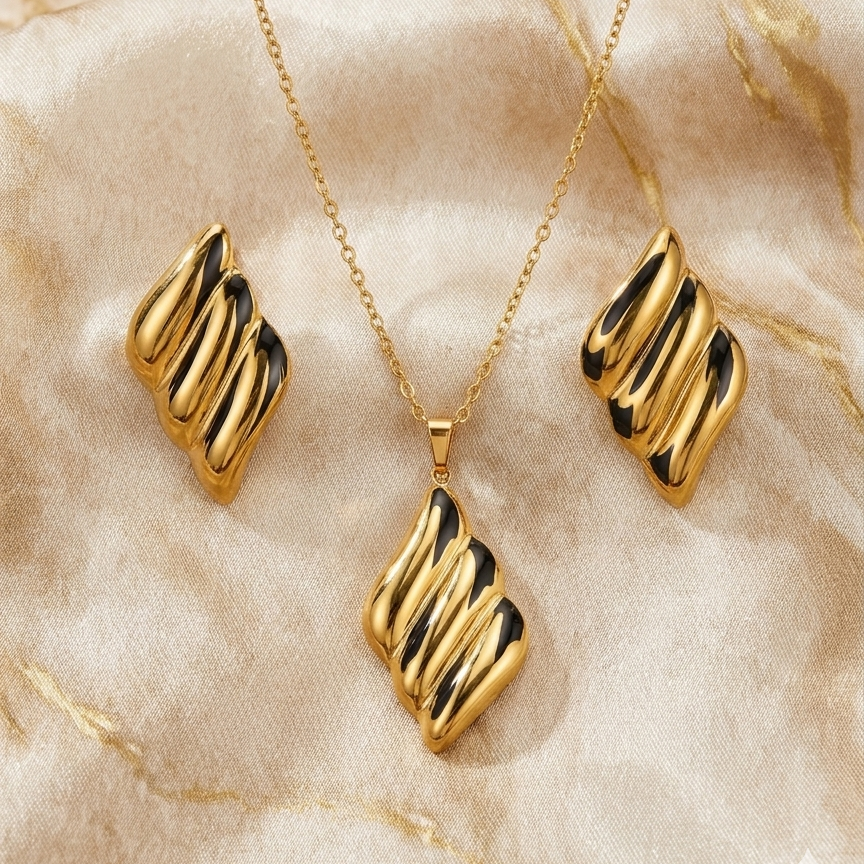 Anti Tarnish Combo Set with 1 Pair of Earring and Necklace