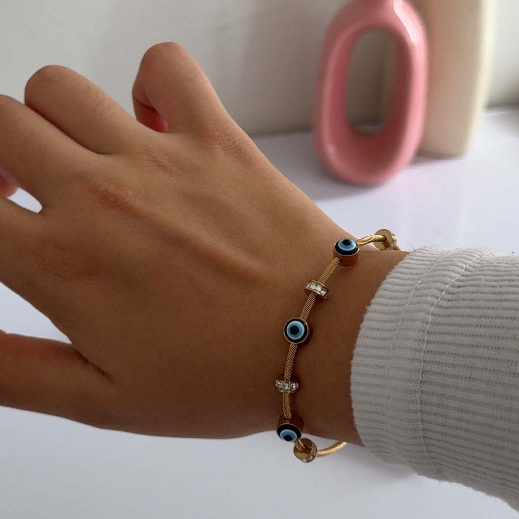 Anti Tarnish Golden Evil Eye Bracelet 3