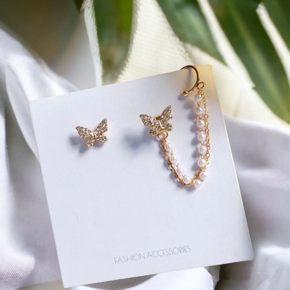 Korean Earring - one side latkan, one side only tops (0407)