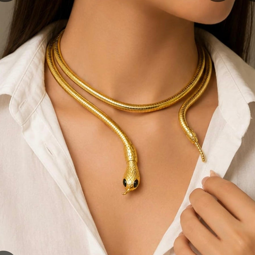 Golden Serpent Wrap Necklace (9122)