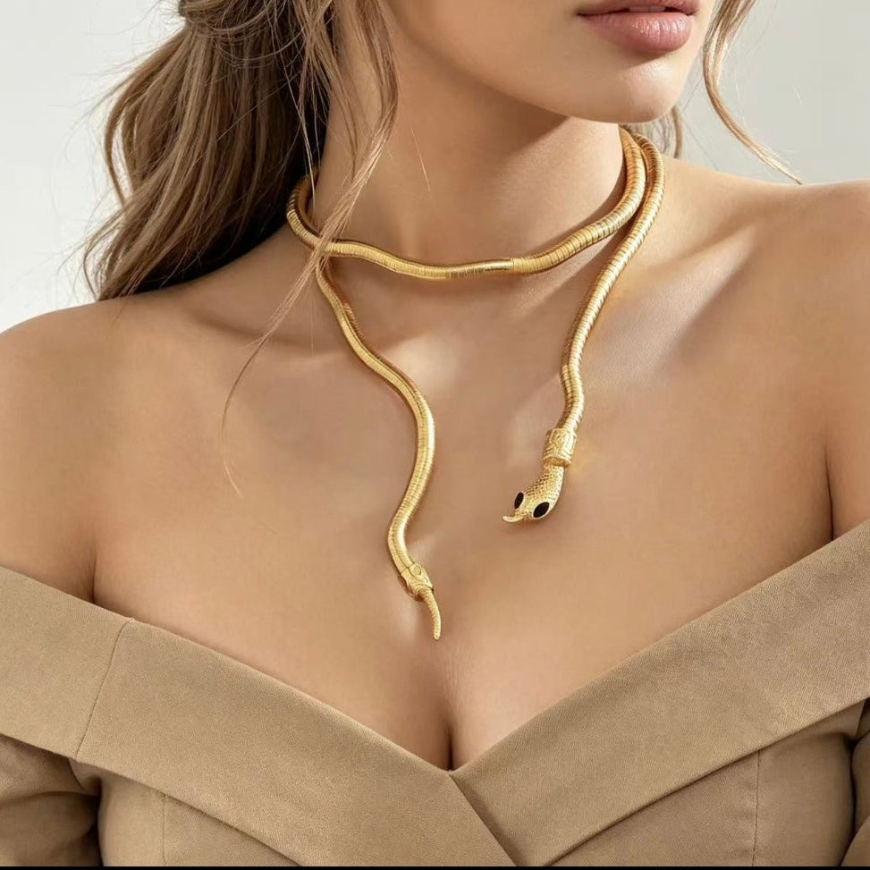 Golden Serpent Wrap Necklace (9122)