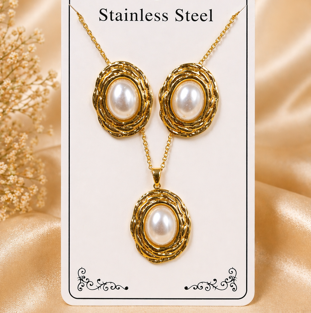 Anti Tarnish Combo Set with 1 Pair of Earring and Necklace
