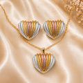 Anti Tarnish 3-Tone Combo Set with 1 pair of earring and Necklace 6