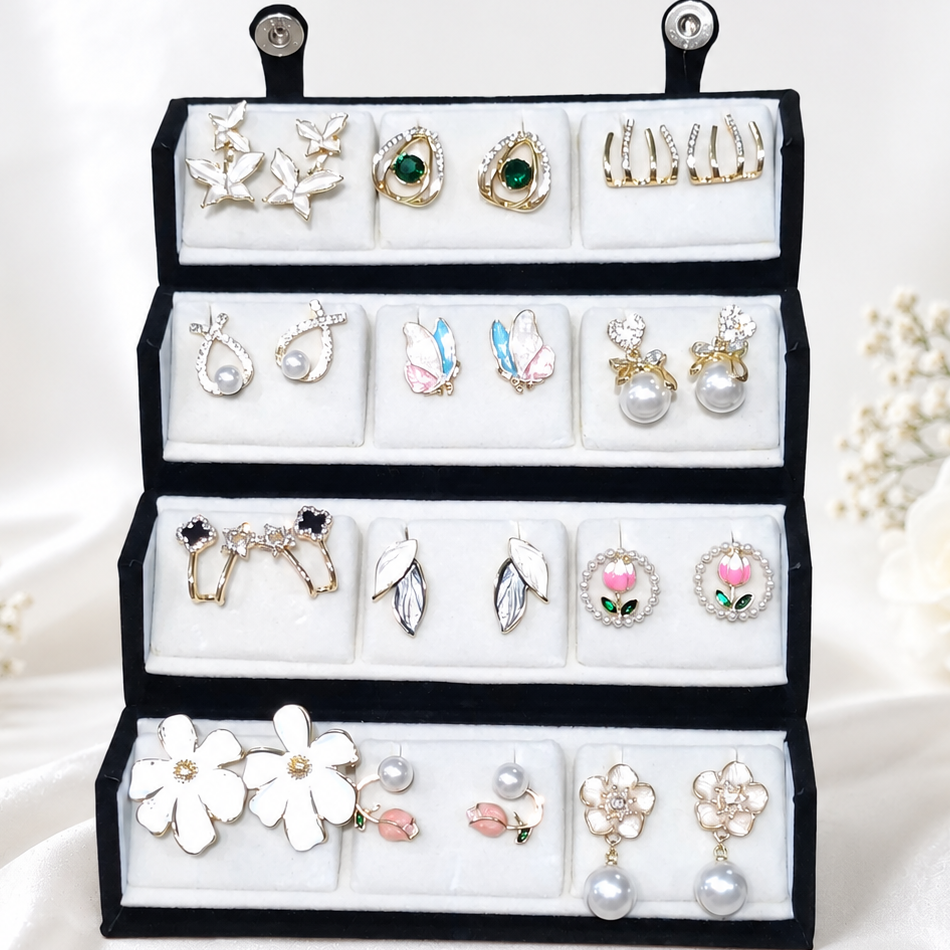 Trending 12 pair Korean Earring with(including trending flip box) (9548) 7