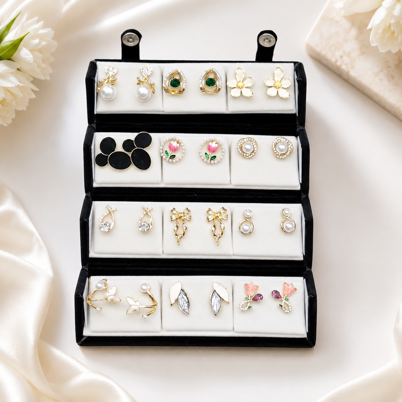 12 pair Trendy Korean earring with box