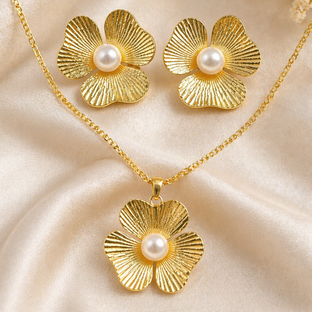 Anti Tarnish Combo Set with 1 Pair of Earring and Necklace