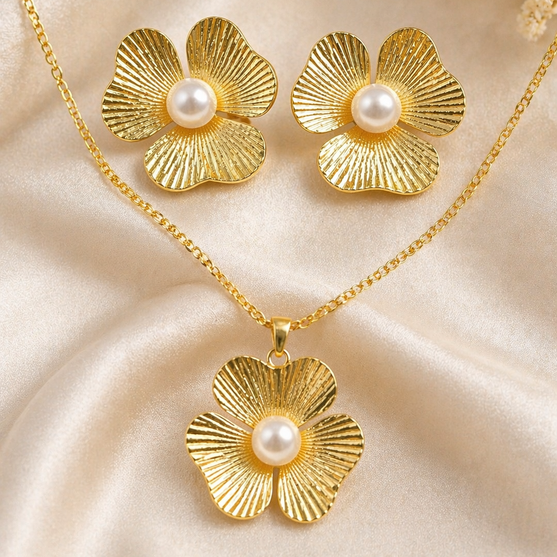 Anti Tarnish Combo Set with 1 Pair of Earring and Necklace