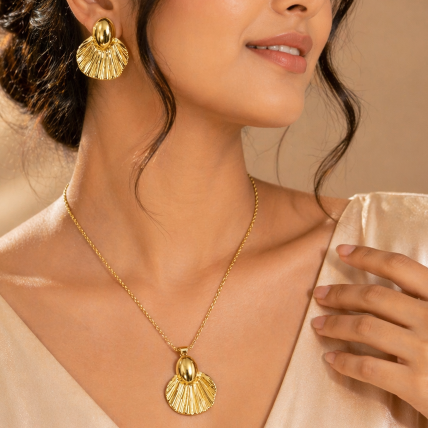 Anti Tarnish Combo Set with 1 Pair of Earring and Necklace