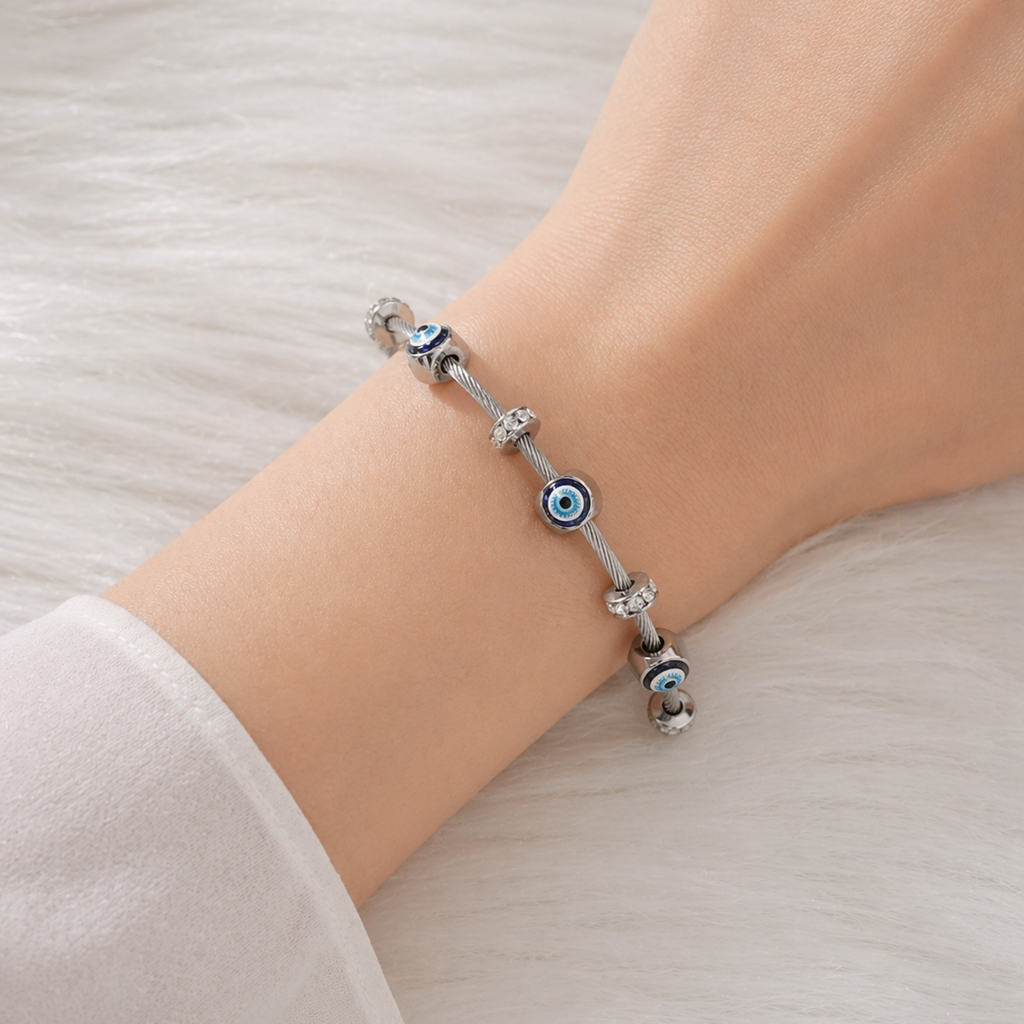 Anti Tarnish Silver Evil Eye Bracelet 1