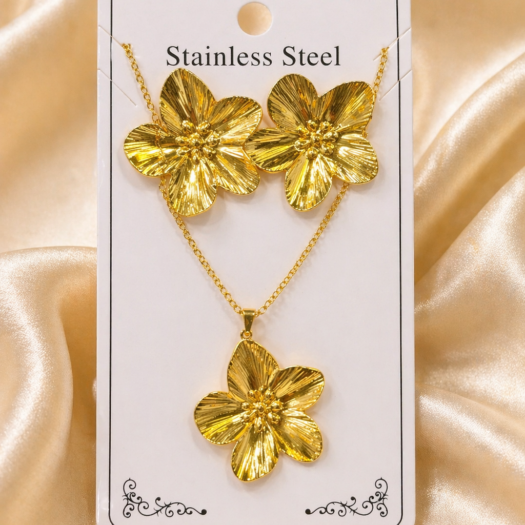 Anti Tarnish Combo Set with 1 Pair of Earring and Necklace