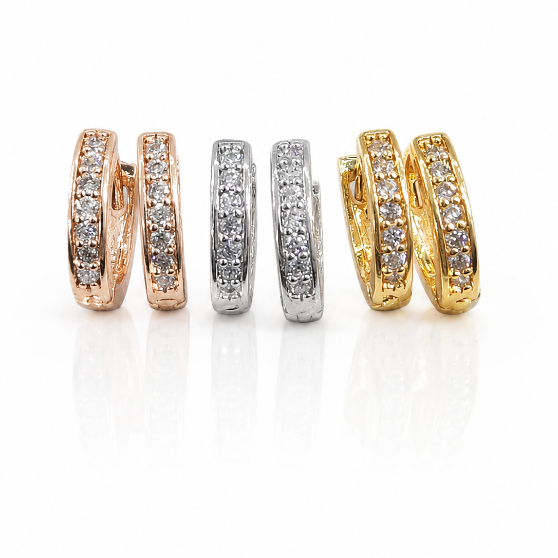 Small size CZ Bali Combo set gold, silver, roz gold)(9136)