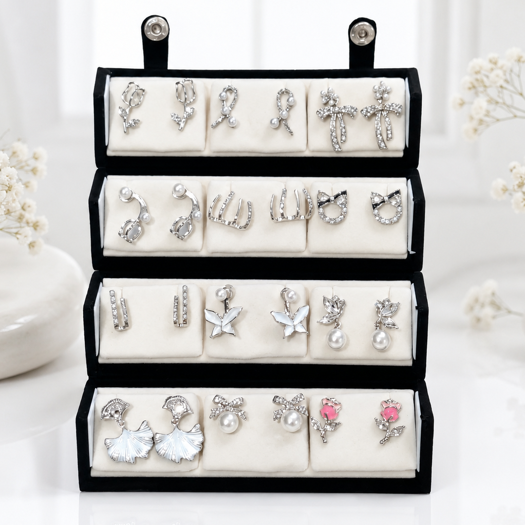 Trending 12 pair Korean Earring with (including trending flip box)(2050)