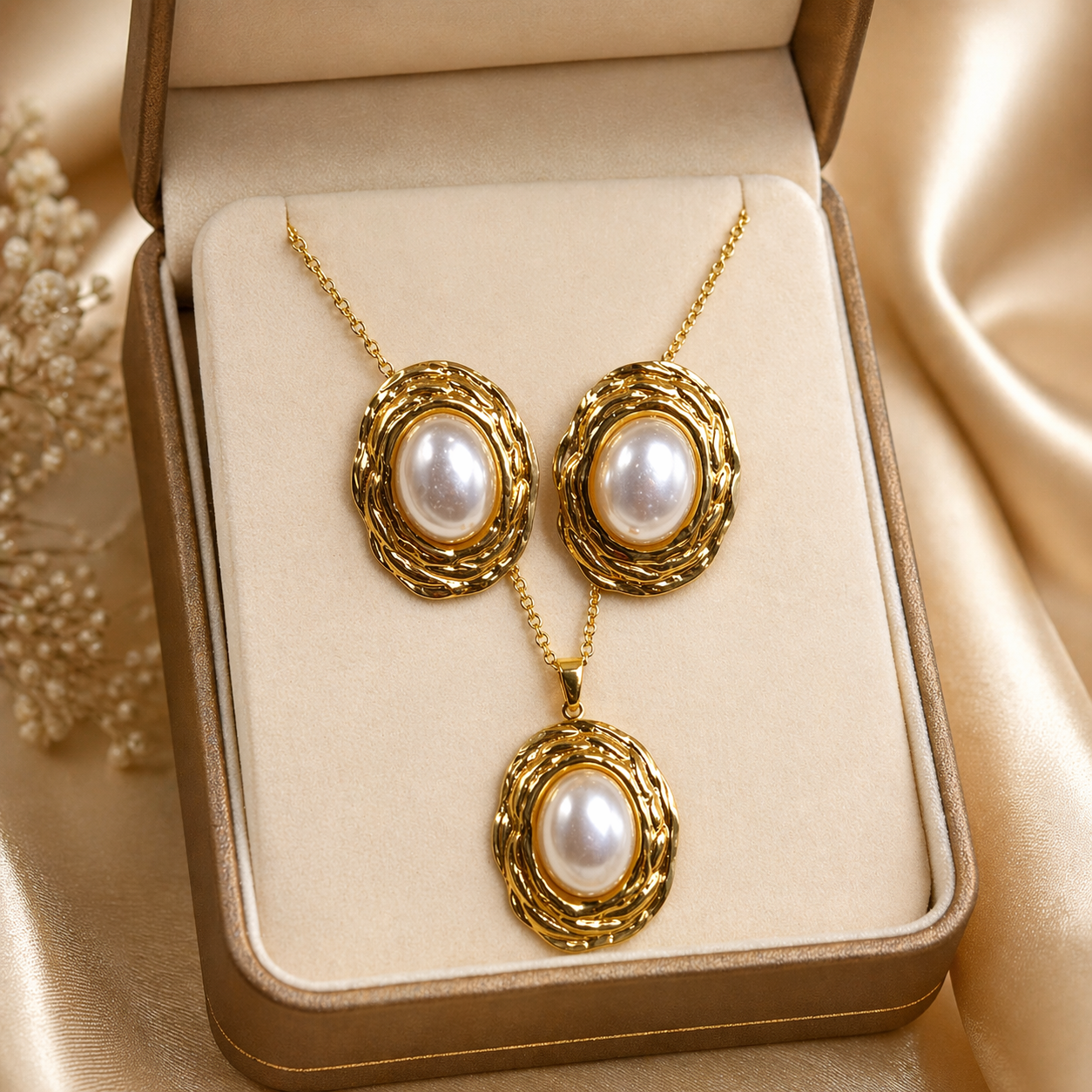 Anti Tarnish Combo Set with 1 Pair of Earring and Necklace