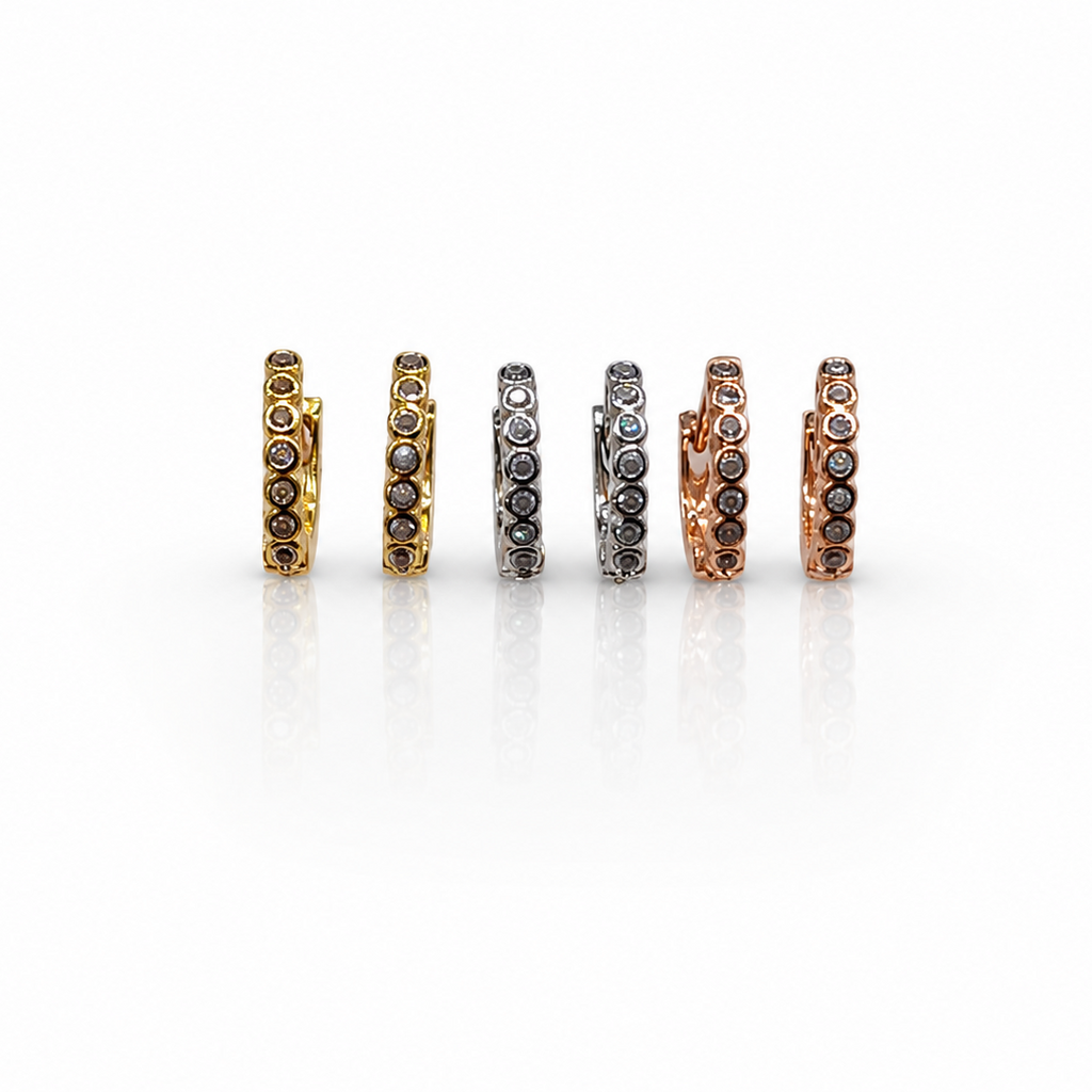 Small size CZ Bali Combo set (gold, silver,rose gold,) 5 (9132)