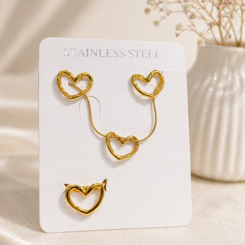 Anti Tarnish Combo Set with 1 Pair of Earring, Necklace and Ring