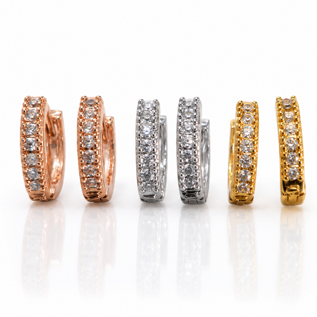 Small size CZ Bali Combo set (gold, silver,rose gold)4 (9101)
