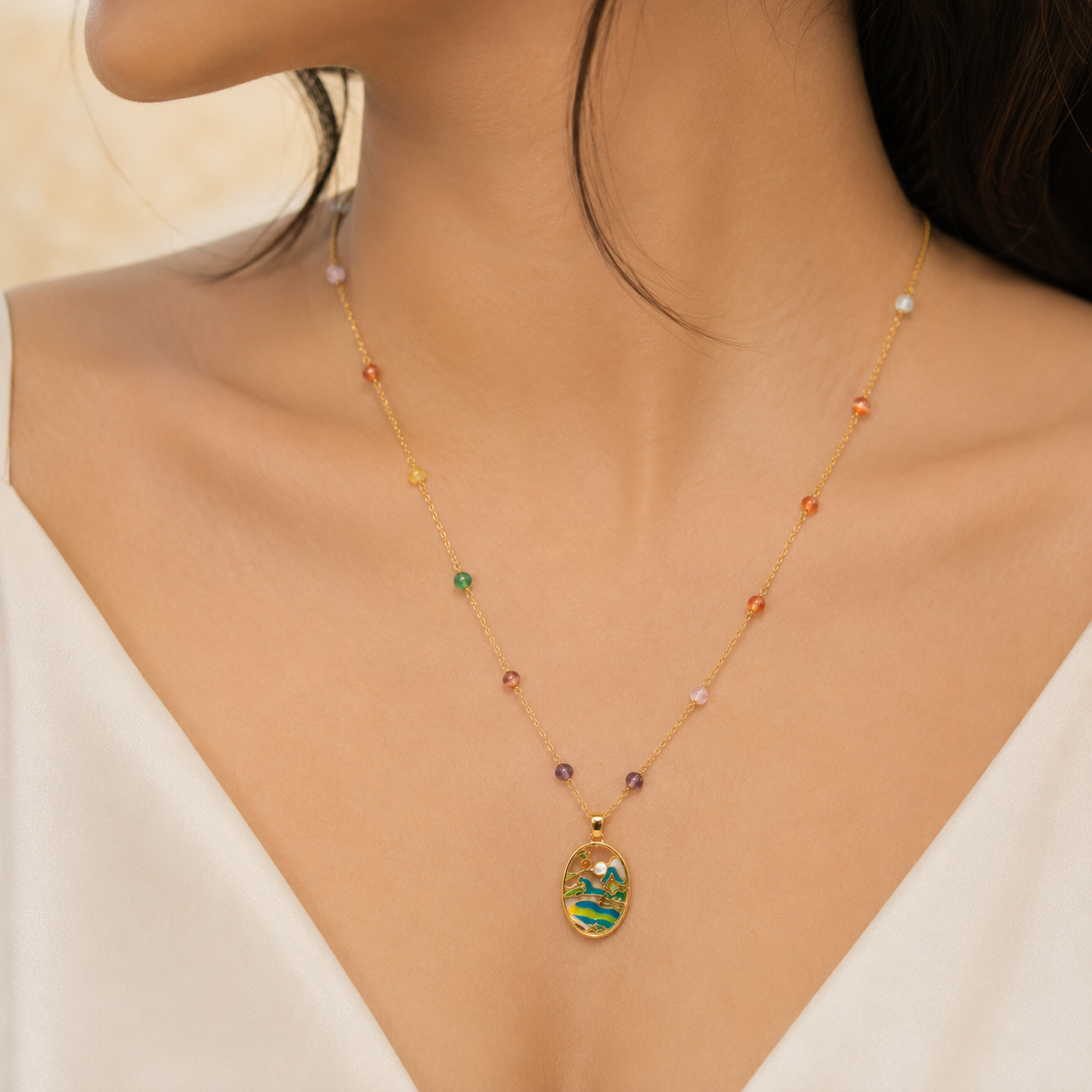 Anti Tarnish Chain Pendant (9536)