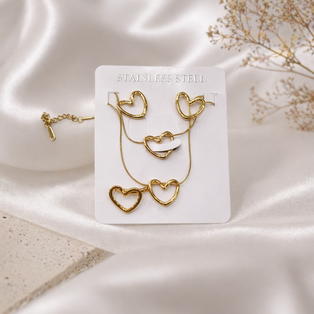 Anti Tarnish Combo Set With 1 Pair of Earring, Bracelet, Necklace and Ring