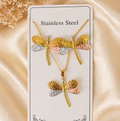 Anti Tarnish 3-Tone Combo Set with 1 pair of earring and Necklace 8