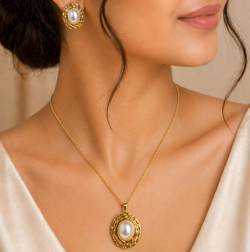 Anti Tarnish Combo Set with 1 Pair of Earring and Necklace
