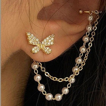 Korean Earring - one side latkan, one side only tops (0407)