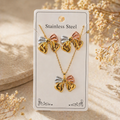 Anti Tarnish 3-tone combo set with 1 pair of earring and Necklace 2