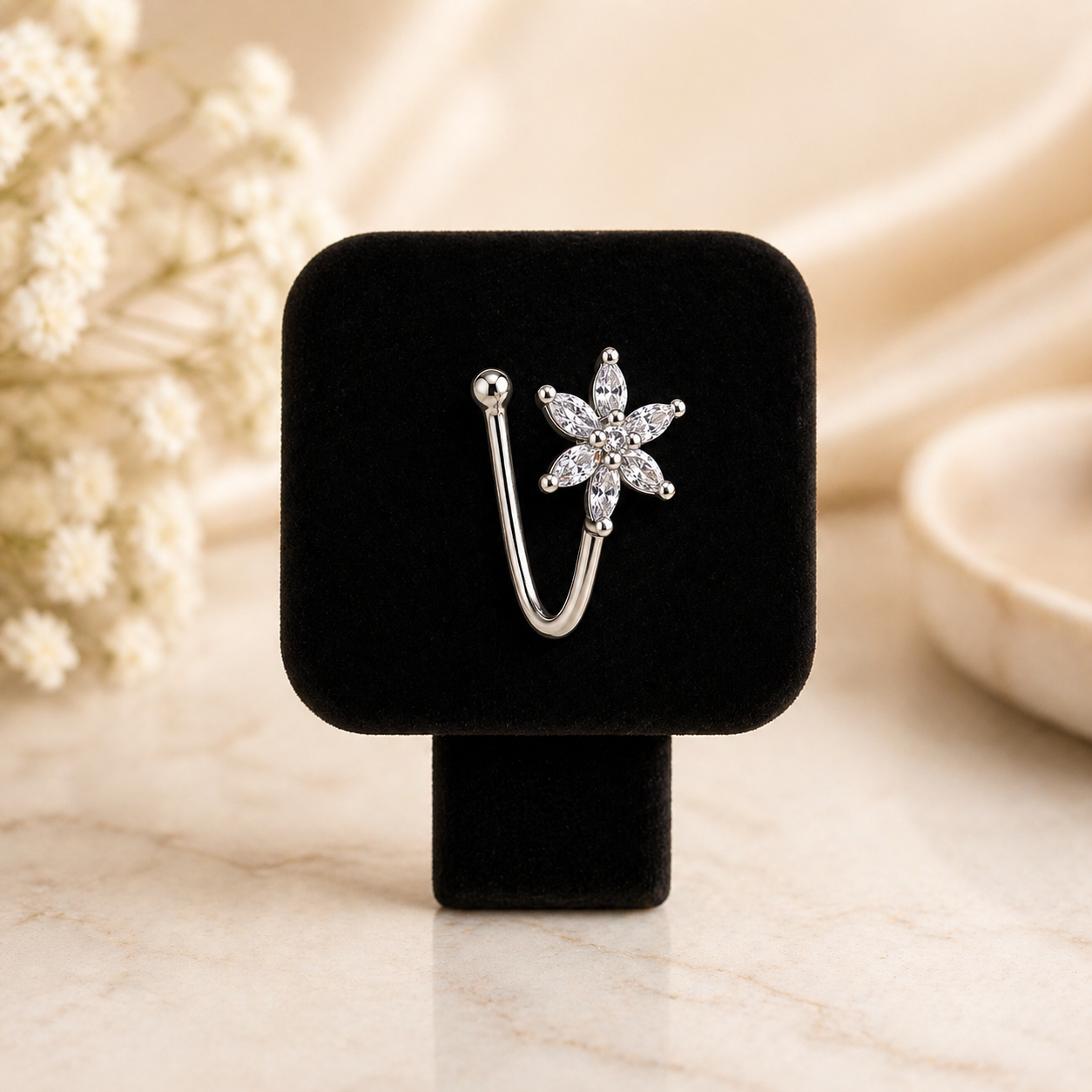 Anti Tarnish CZ nose pin 28